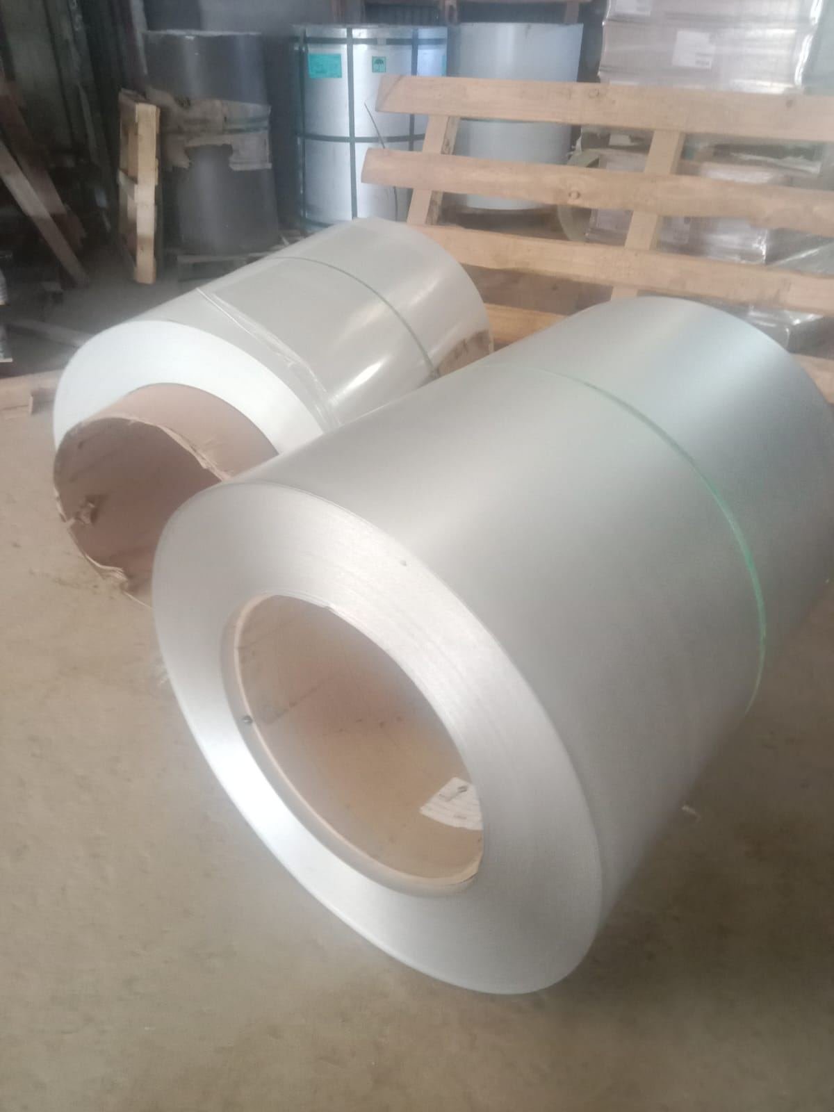 Steel coil inventory in the warehouse
